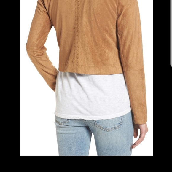 BB Dakota Plum Edgy Faux Suede Moto Crop Jacket Medium mauve wine - Picture 9 of 11